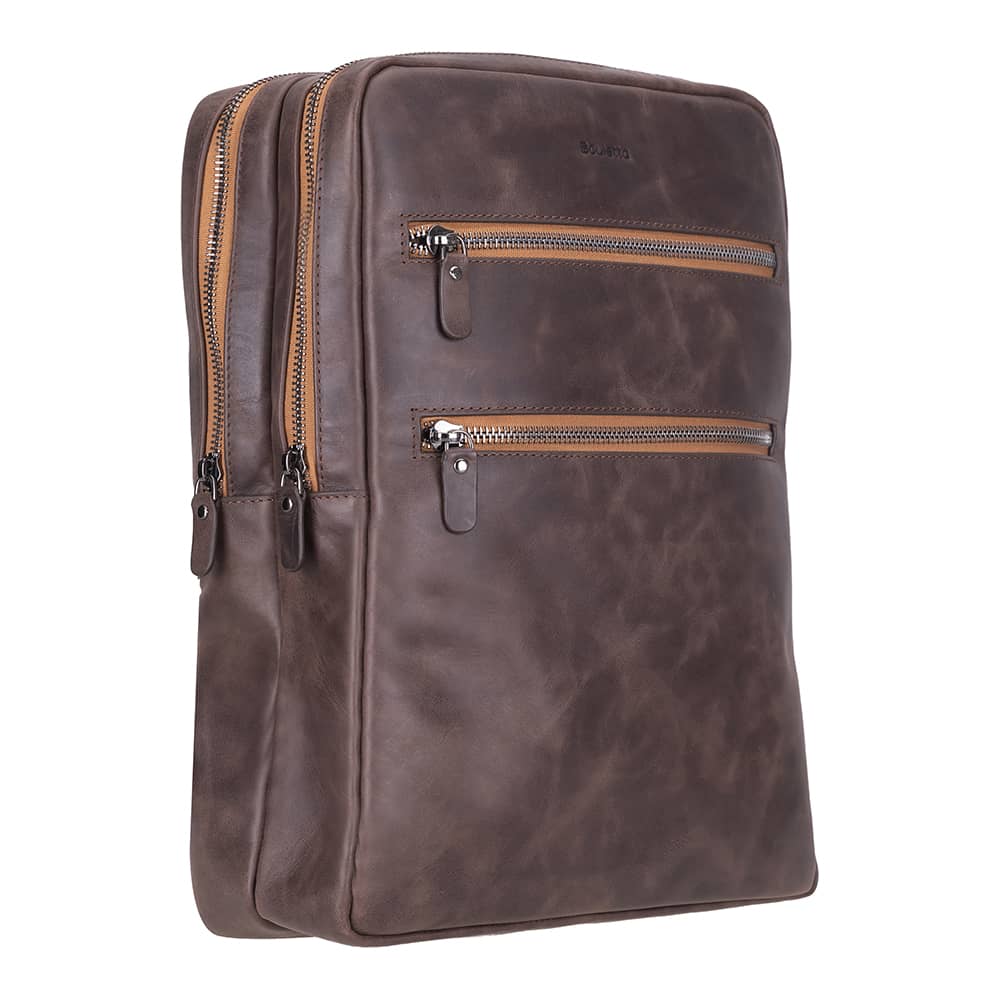Bayelon Hidden Castle Genuine Leather Laptop Backpack Brown