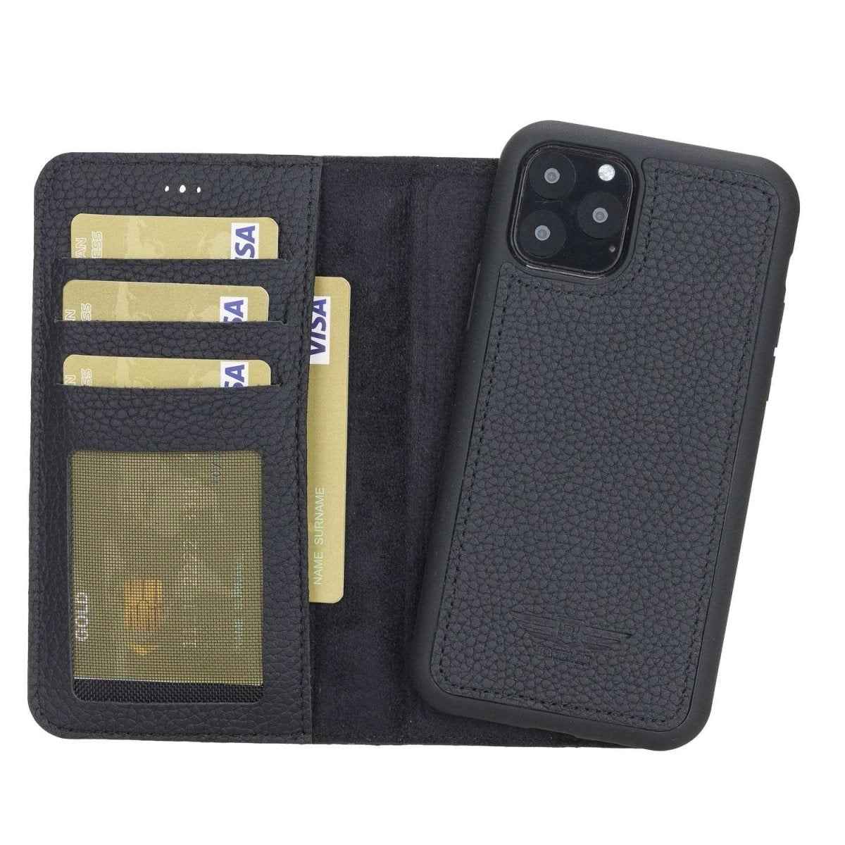 Bayelon iPhone 11 Pro 5.8" Leather Detachable Magnetic Wallet Case Floater Black