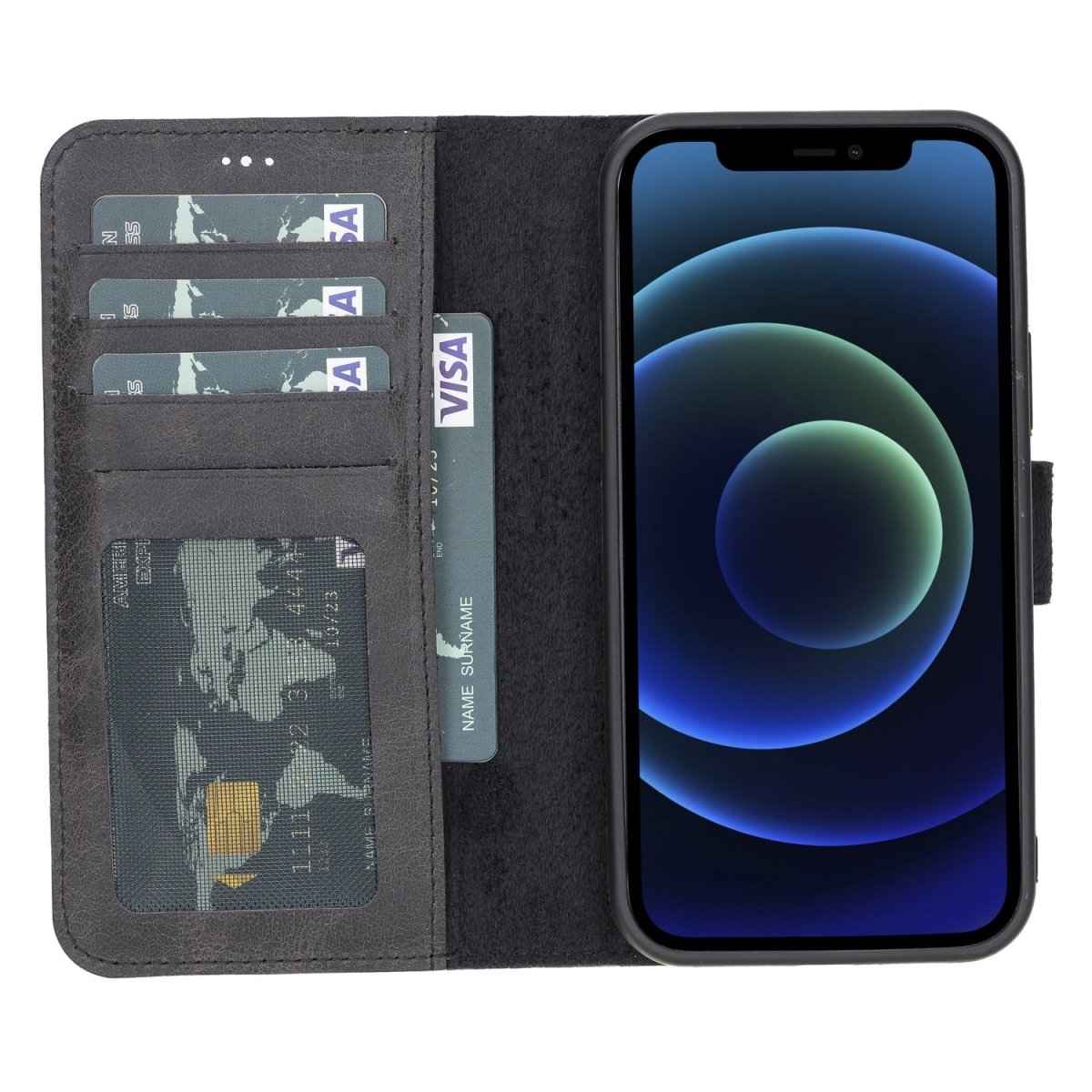 Bayelon iPhone 12 / 12 Pro 6.1" Leather Detachable Magnetic Wallet Case