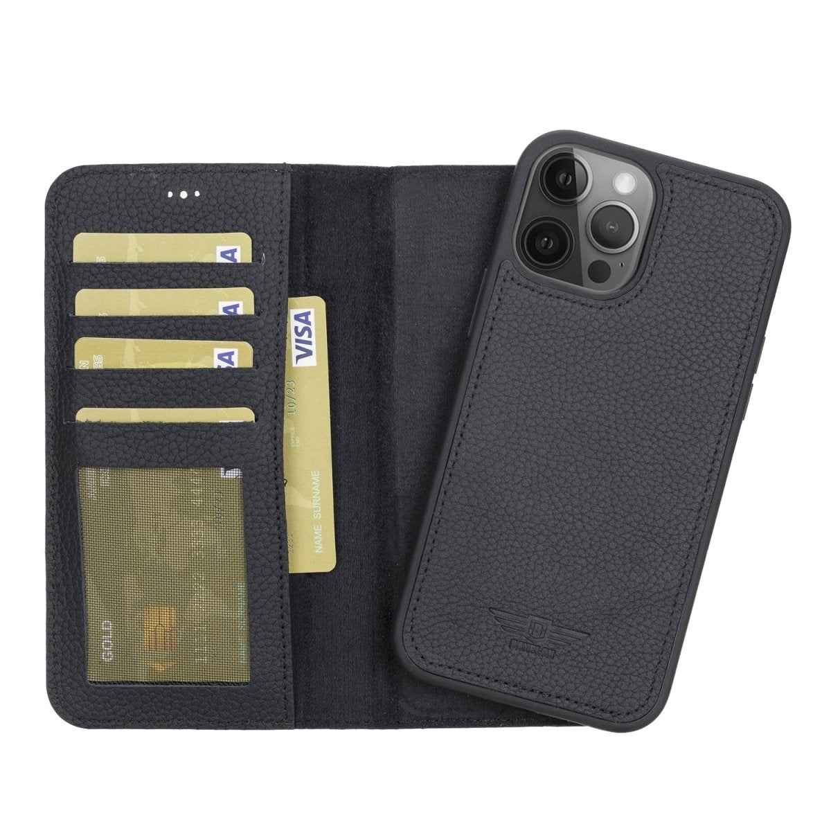 Bayelon iPhone 12 Pro Max 6.7" Leather Detachable Magnetic Wallet Case Floater Black