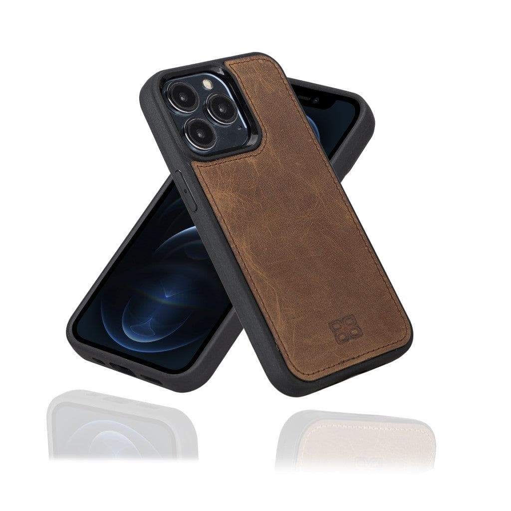 Bayelon Flex Cover Genuine Leather Case for iPhone 13 Pro Max Saddle Brown