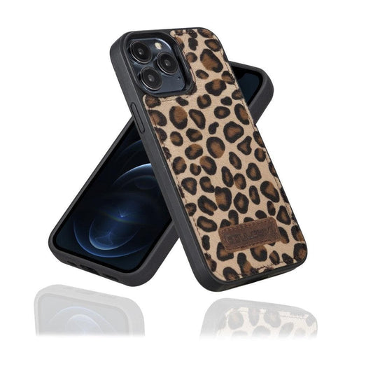 Bayelon Flex Cover Genuine Leather Case for iPhone 13 Pro Max Leopard