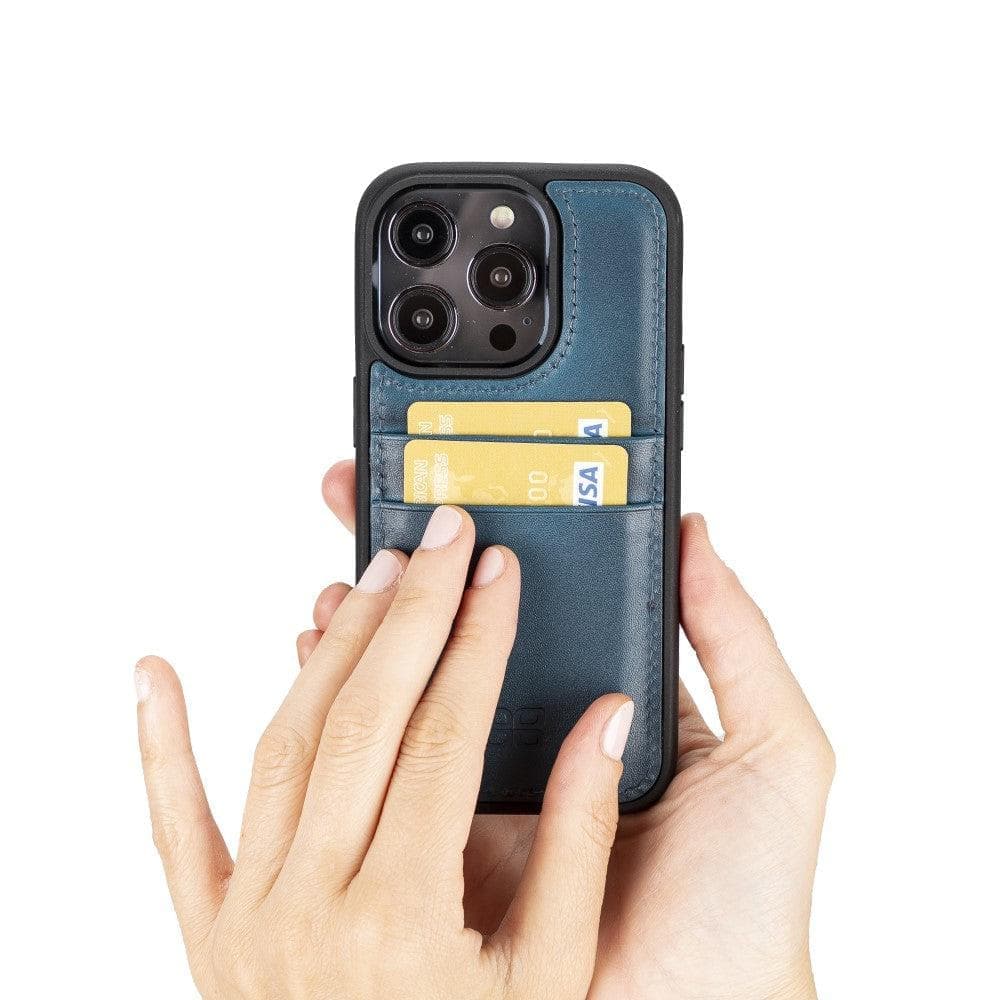 Bayelon Flex Cover Leather iPhone 15 Plus Case with Card Holder