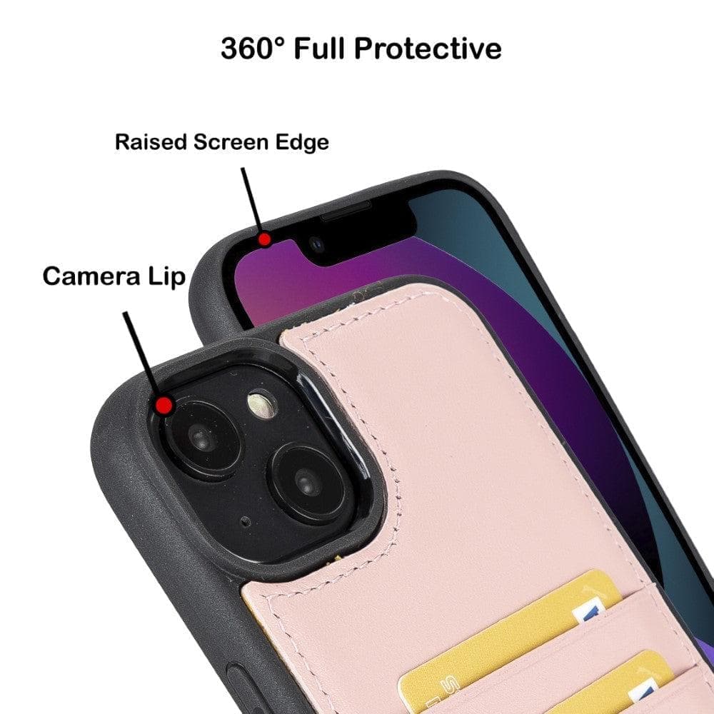 Bayelon Flex Cover Leather iPhone 15 Plus Case with Card Holder