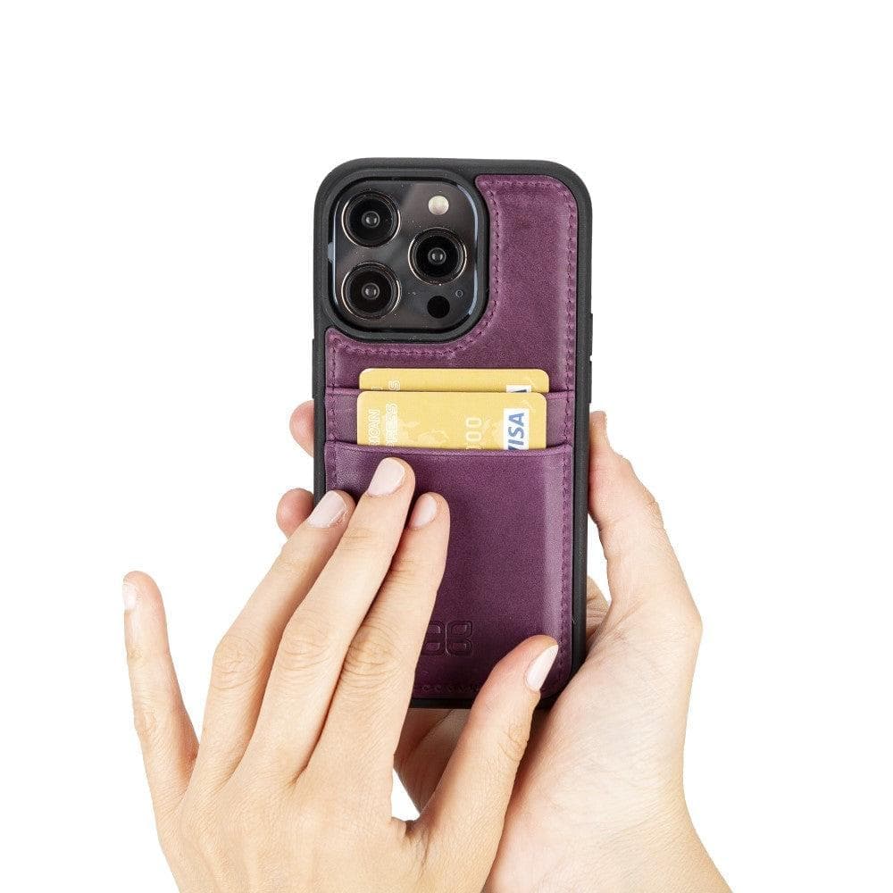 Bayelon Flex Cover Leather iPhone 15 Pro Case with Card Holder