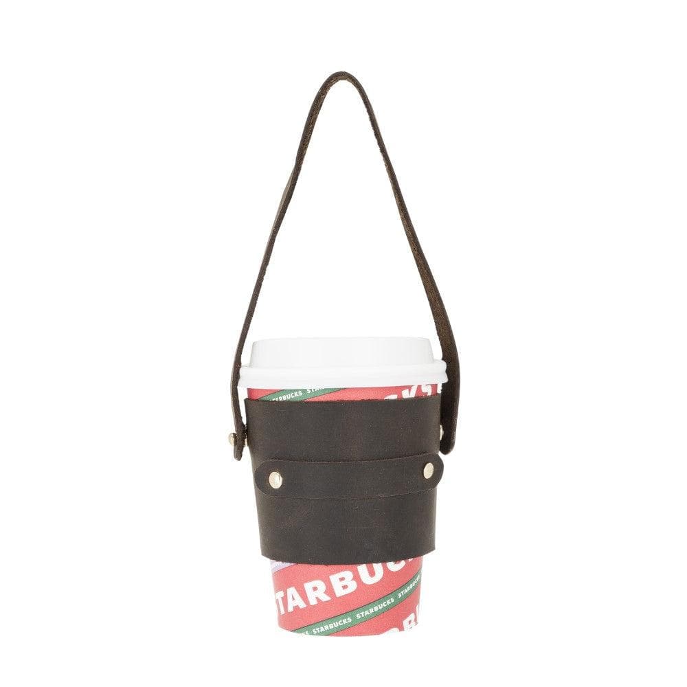 Bayelon Patras Handmade Leather Coffee Cup Case Saddle Brown