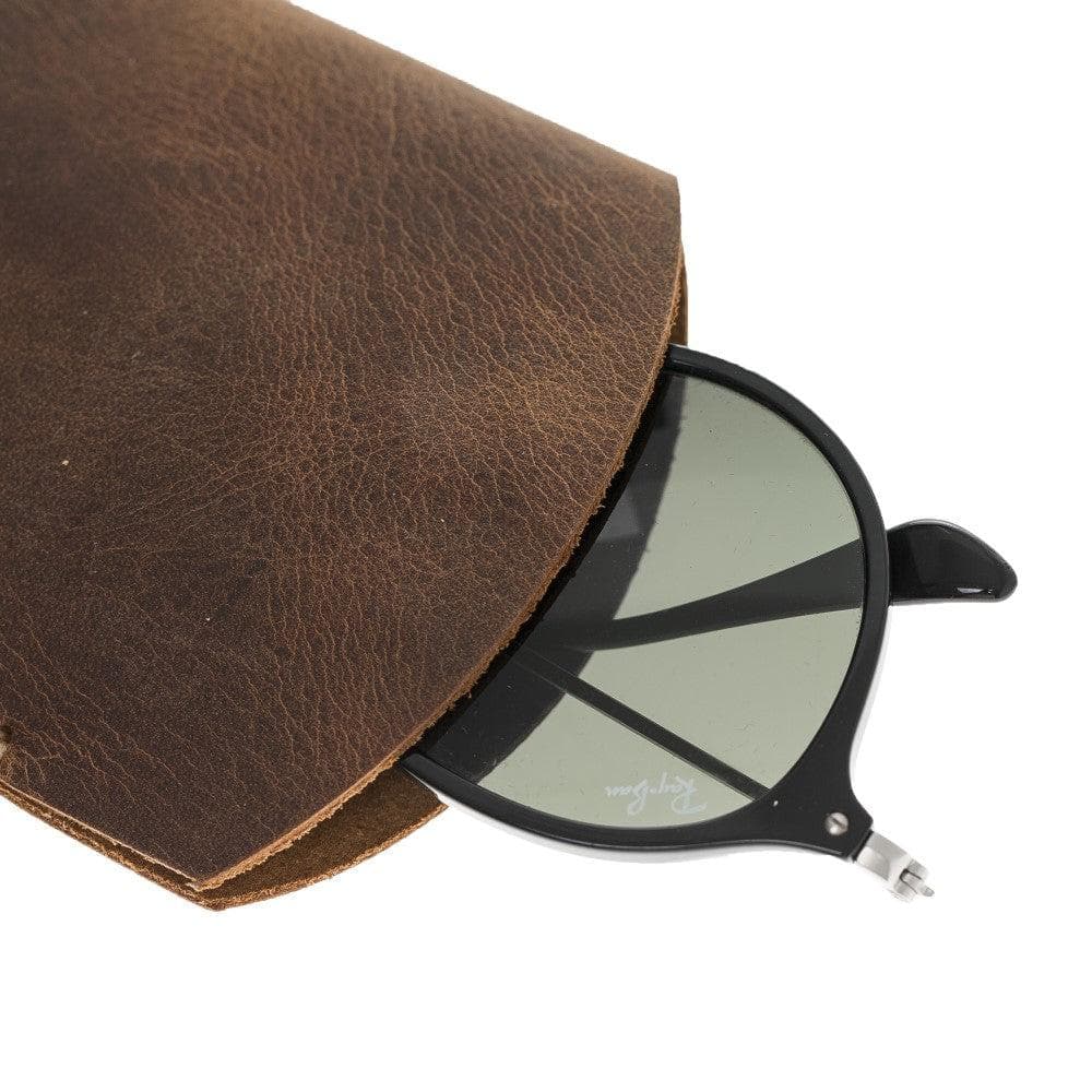 Bayelon Genuine Leather Glasses Case - Handcrafted Eyewear Protection Saddle Brown