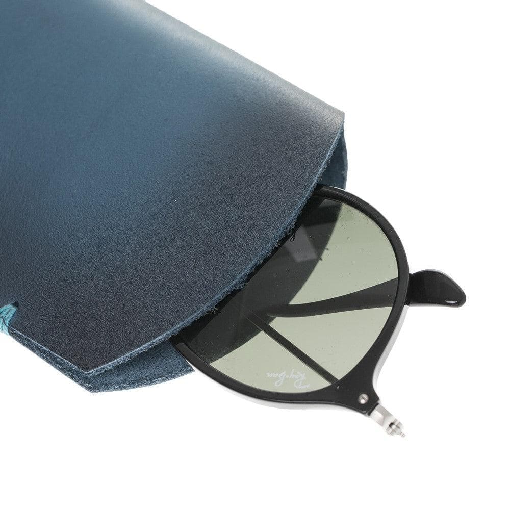 Bayelon Genuine Leather Glasses Case - Handcrafted Eyewear Protection Blue