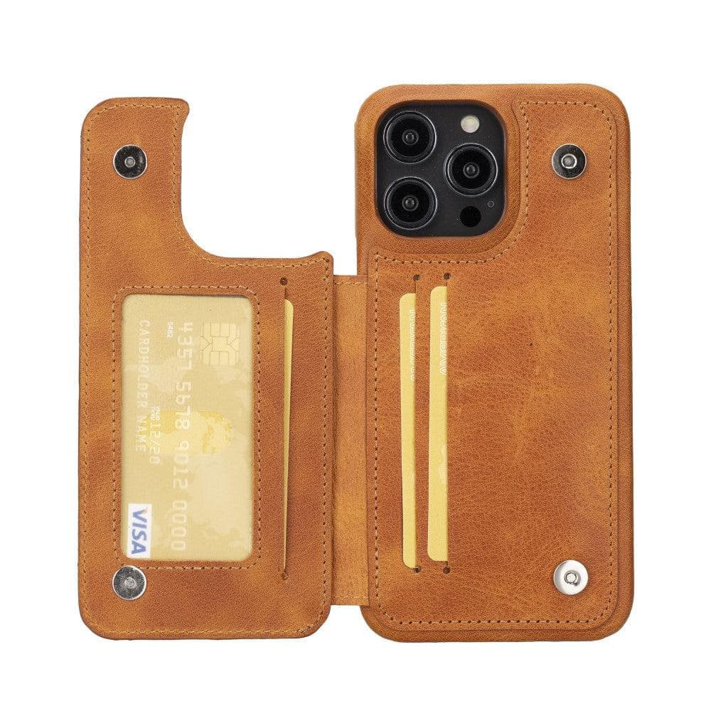 Bayelon Ultimate Holder Leather Case for iPhone 14 Series I Phone 14 Pro Max Golden Tan