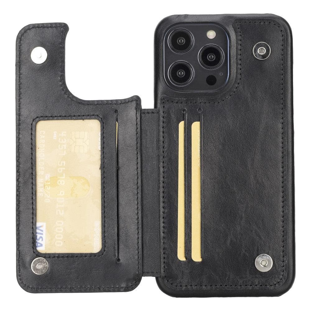 Bayelon Ultimate Holder Leather Case for iPhone 14 Series Black