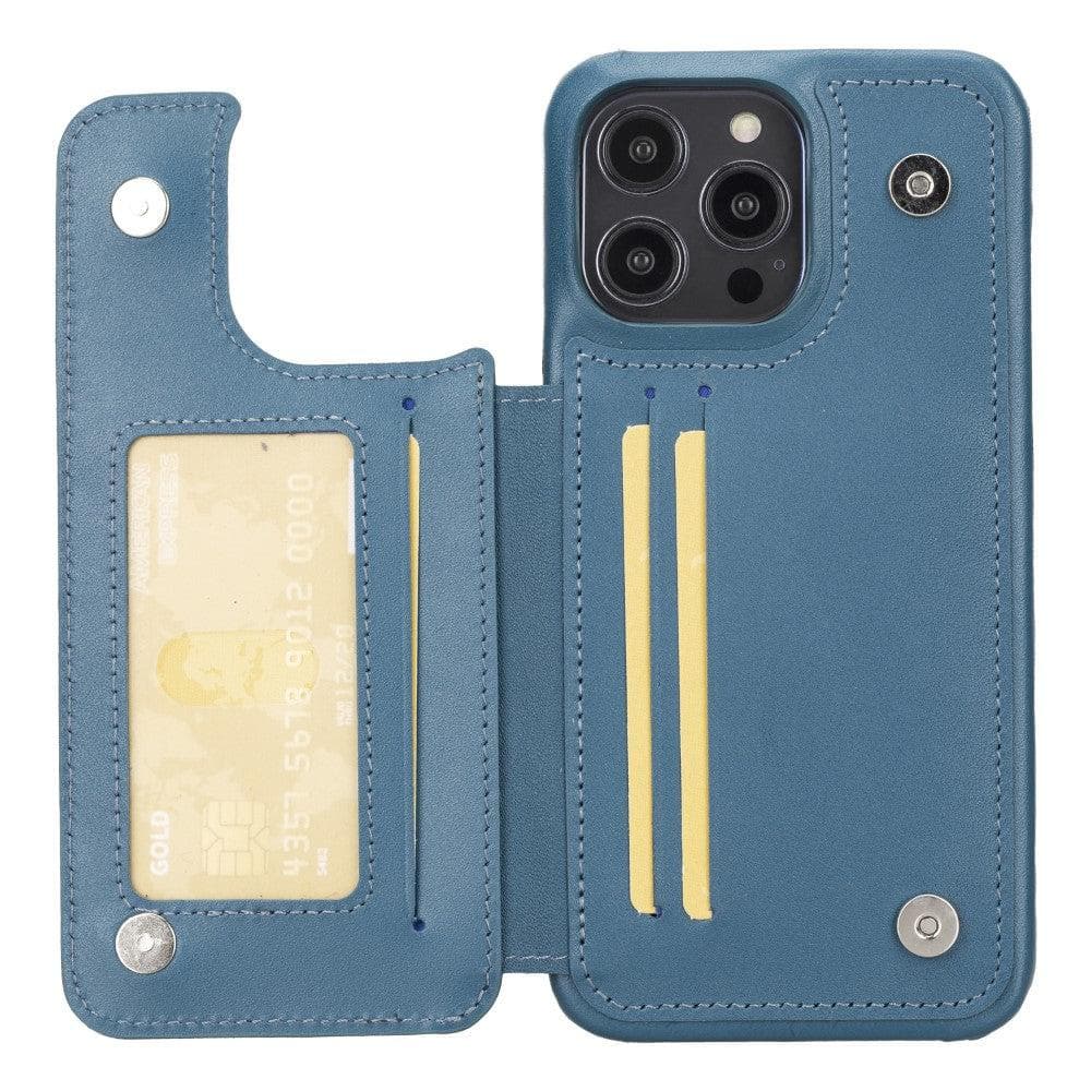 Bayelon Ultimate Holder Leather Case for iPhone 14 Series Blue