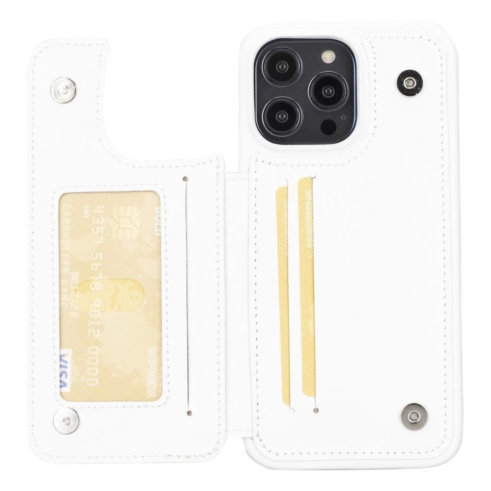 Bayelon Ultimate Holder Leather Case for iPhone 14 Series I Phone 14 Pro Max White