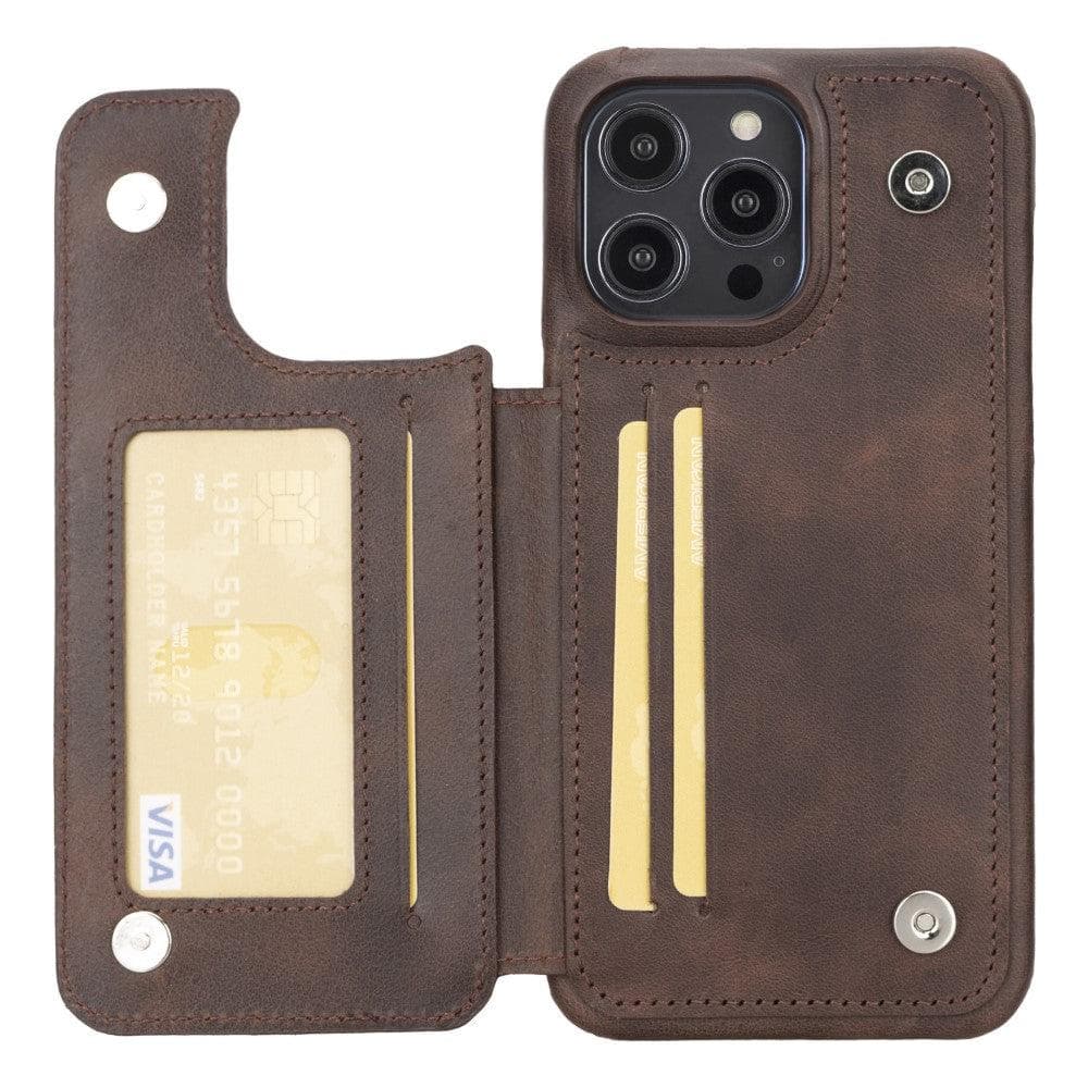 Bayelon Ultimate Holder Leather Case for iPhone 14 Series Brown