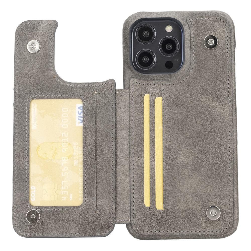 Bayelon Ultimate Holder Leather Case for iPhone 14 Series Gray