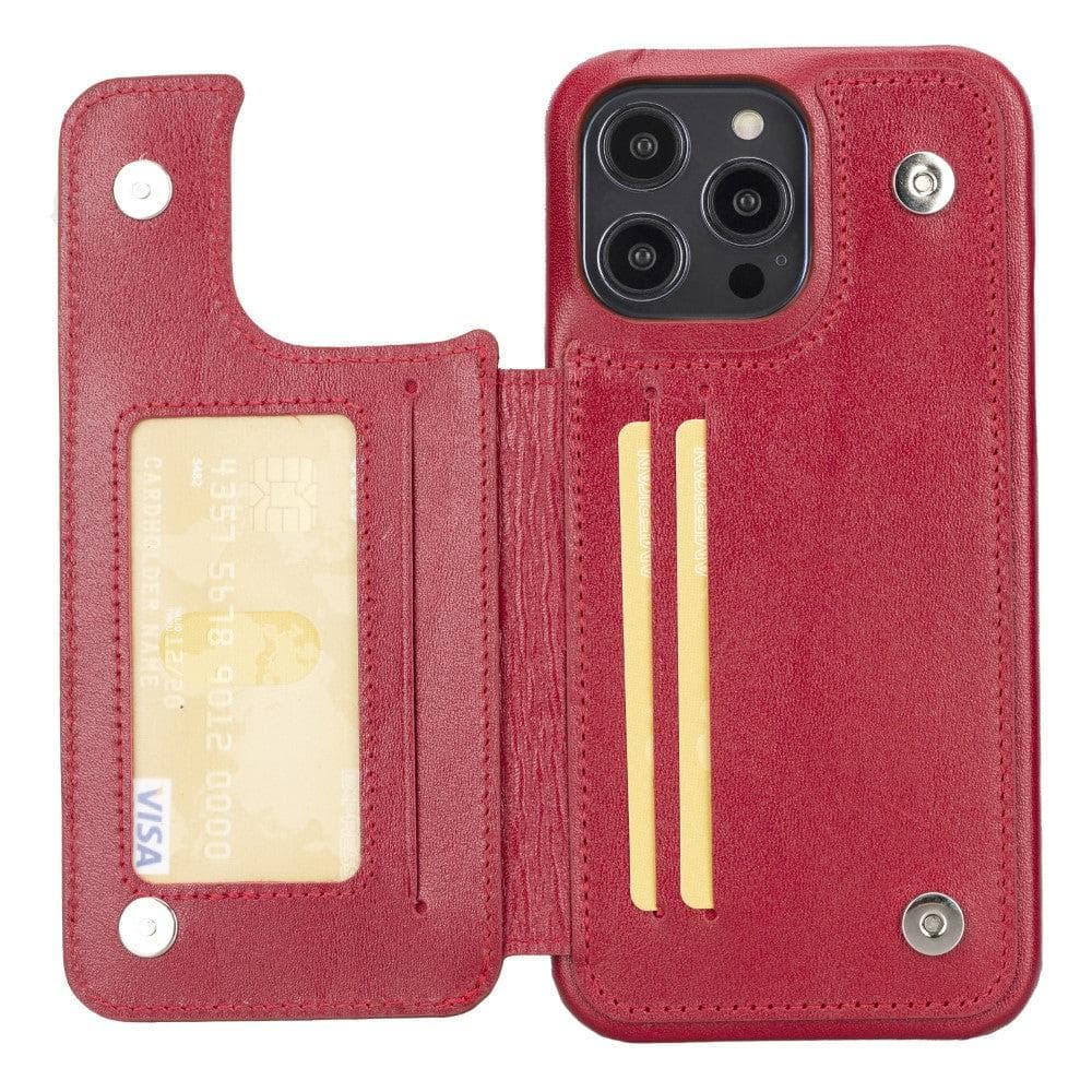 Bayelon Ultimate Holder Leather Case for iPhone 14 Series Red