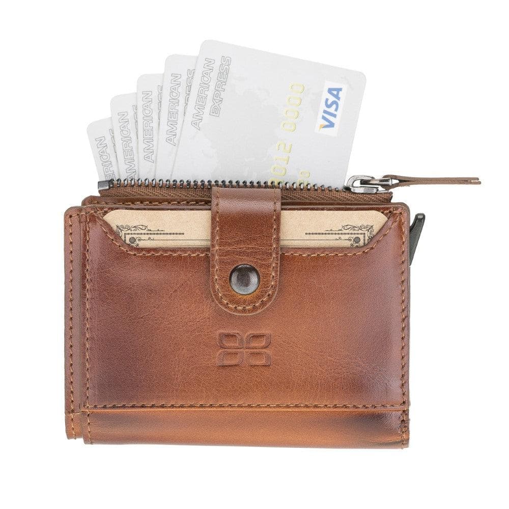 Bayelon Zip Mechanical Leather Card Holder - RFID Protected
