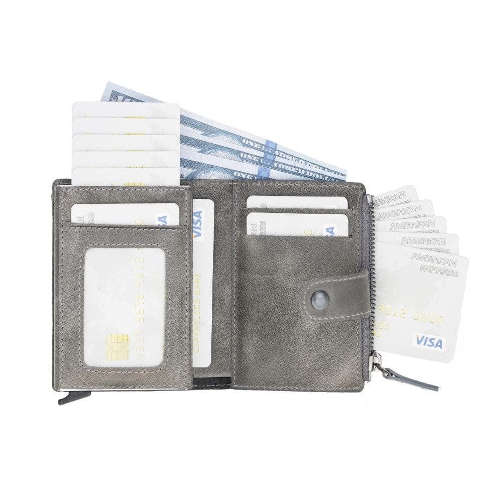 Bayelon Zip Mechanical Leather Card Holder - RFID Protected