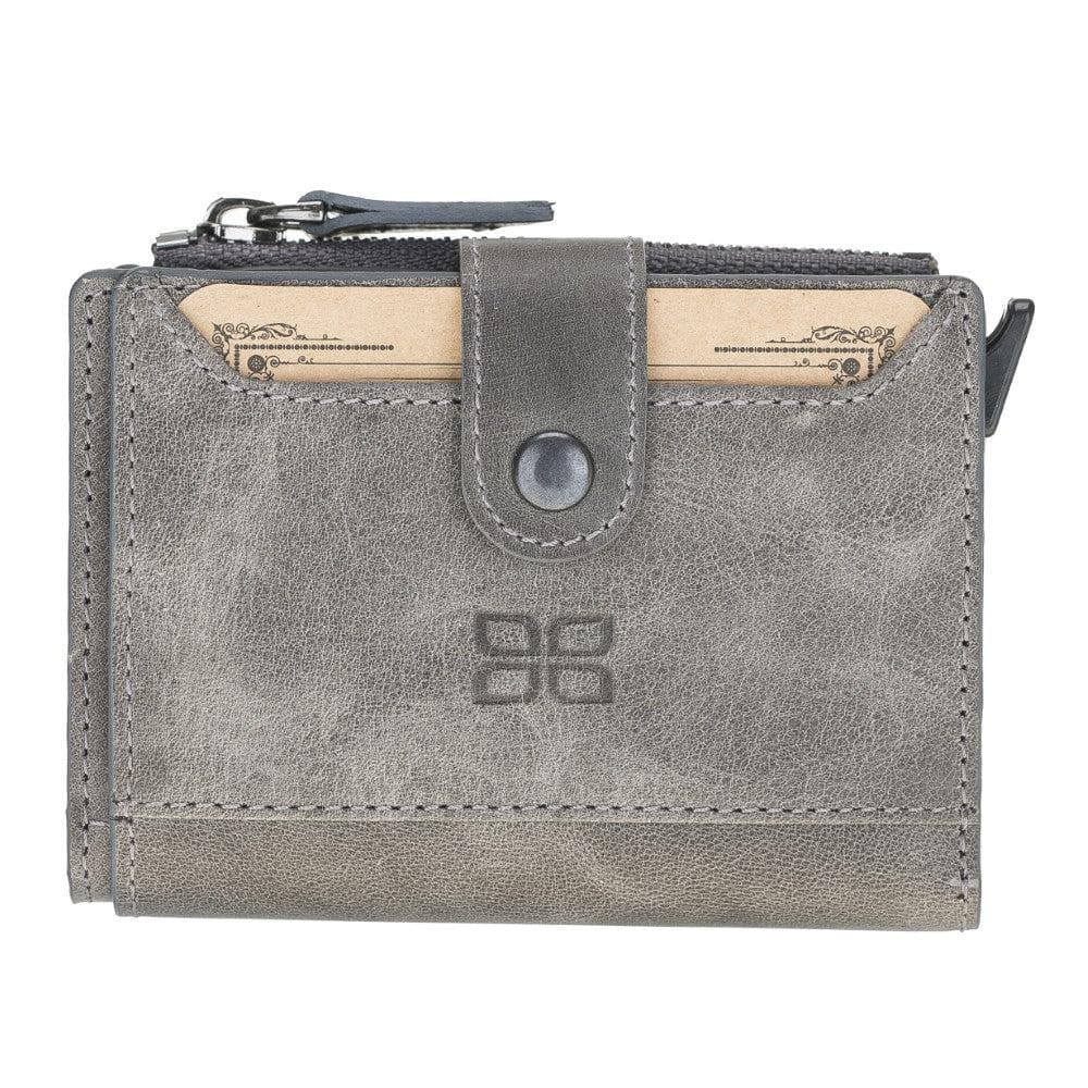 Bayelon Zip Mechanical Leather Card Holder - RFID Protected Gray