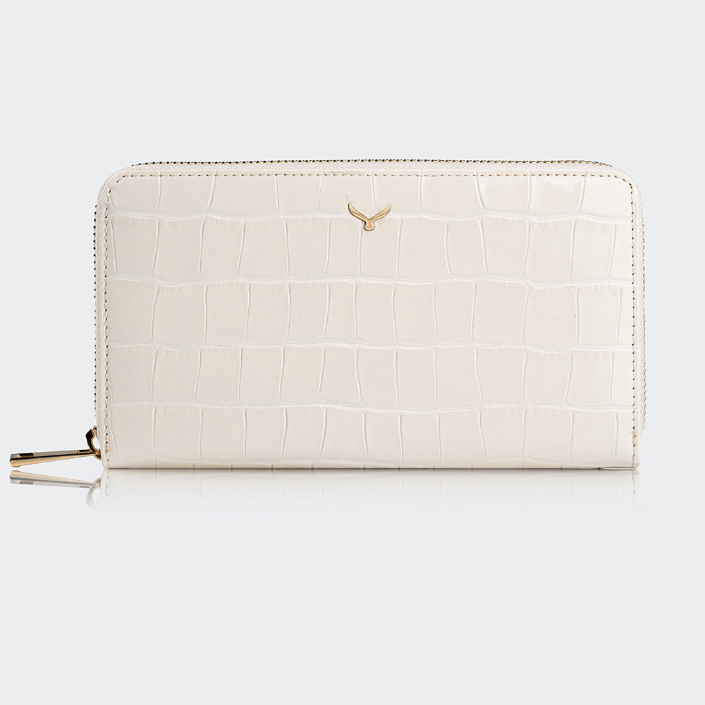 Mapi 5110 Women Large Leather Wallet With Triple Compartments Beige Light Gold