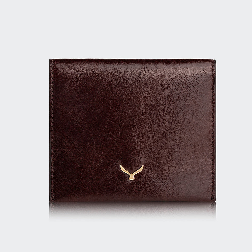 Mapi 5501 Women Leather Card Holder With Flap Brown Light Gold