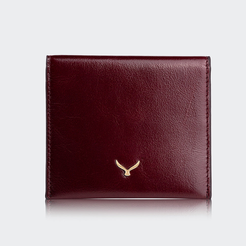 Mapi 5501 Women Leather Card Holder With Flap Dark Burgundy Light Gold