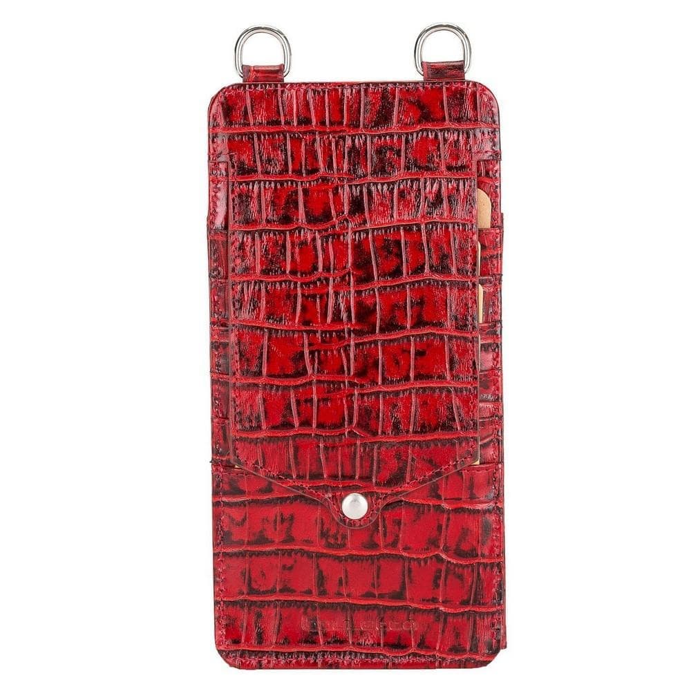 Bayelon Marlo Leather Universal Phone Case - Crossbody Wallet Crocodile Red