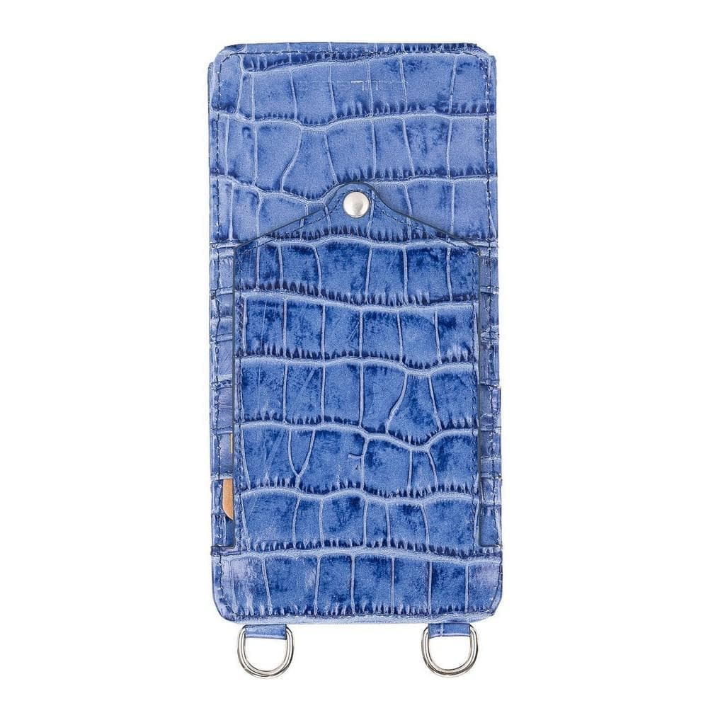 Bayelon Marlo Leather Universal Phone Case - Crossbody Wallet Crocodile Blue
