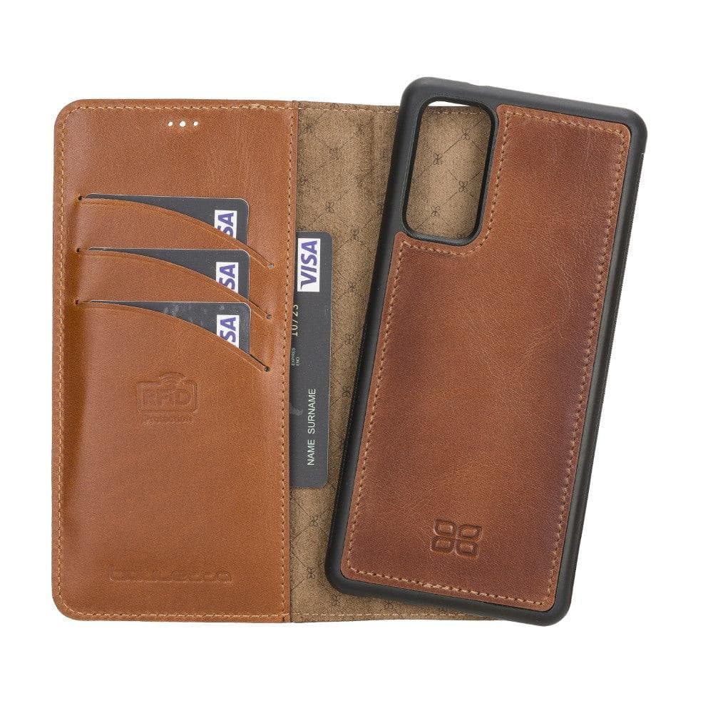 Bayelon Magic Wallet Case for Samsung Galaxy S20 FE - Detachable Leather Tan
