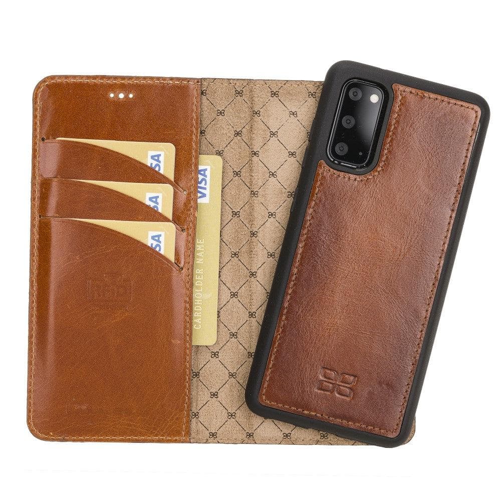 Bayelon Magic Detachable Leather Wallet Case for Samsung Galaxy S20 Tan