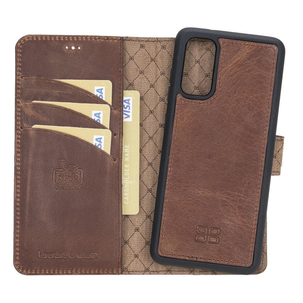 Bayelon Magic Detachable Leather Wallet Case for Samsung Galaxy S20 Saddle Brown