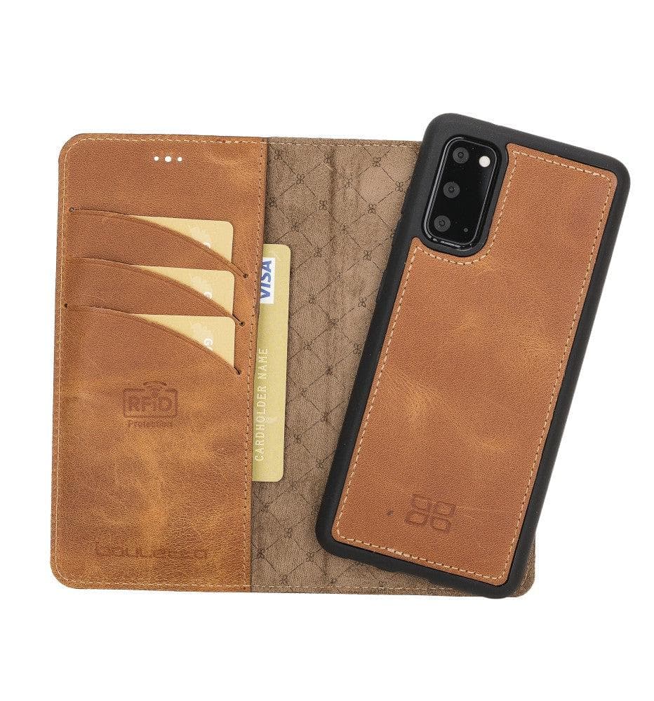 Bayelon Magic Detachable Leather Wallet Case for Samsung Galaxy S20 Golden Tan