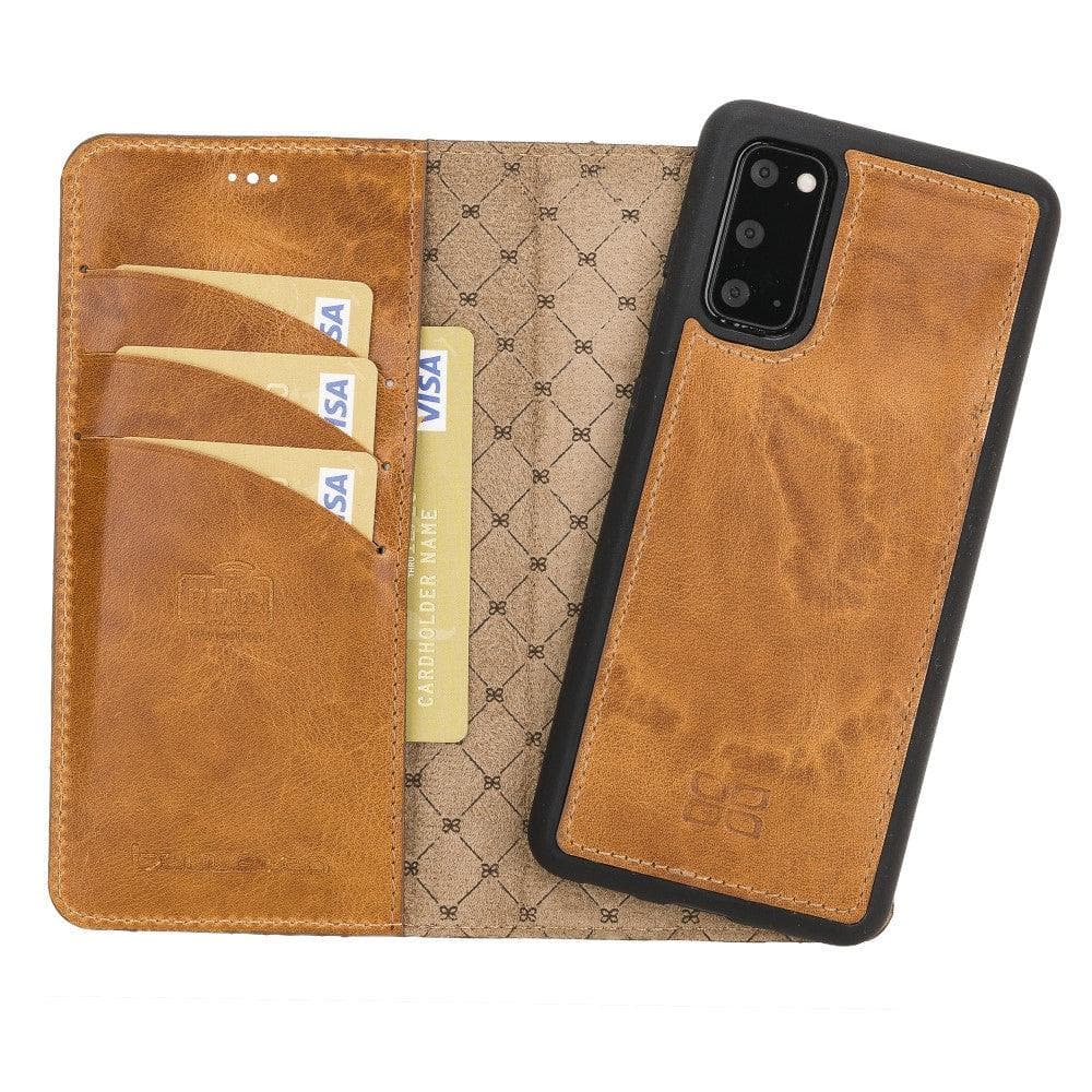 Bayelon Magic Detachable Leather Wallet Case for Samsung Galaxy S20 Sandy Tan