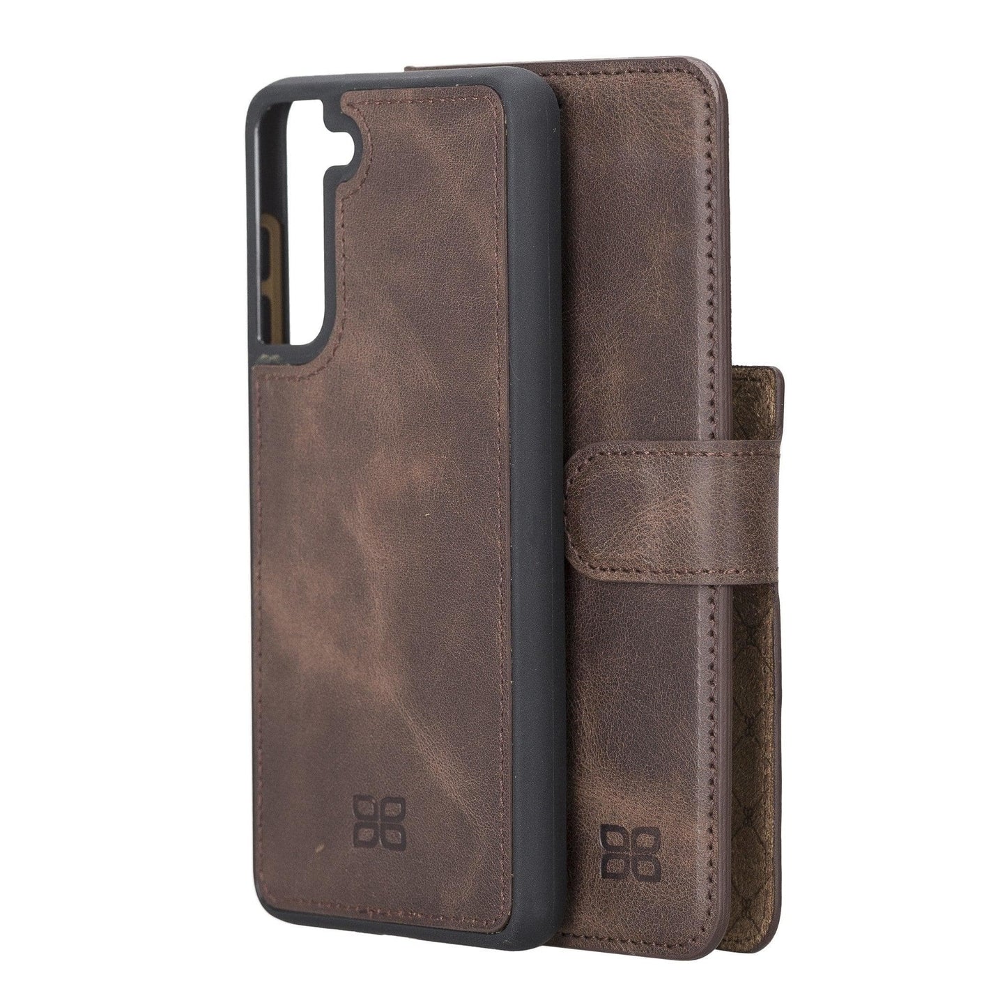 Bayelon Magic Samsung Galaxy S21 FE Detachable Leather Wallet Case Brown