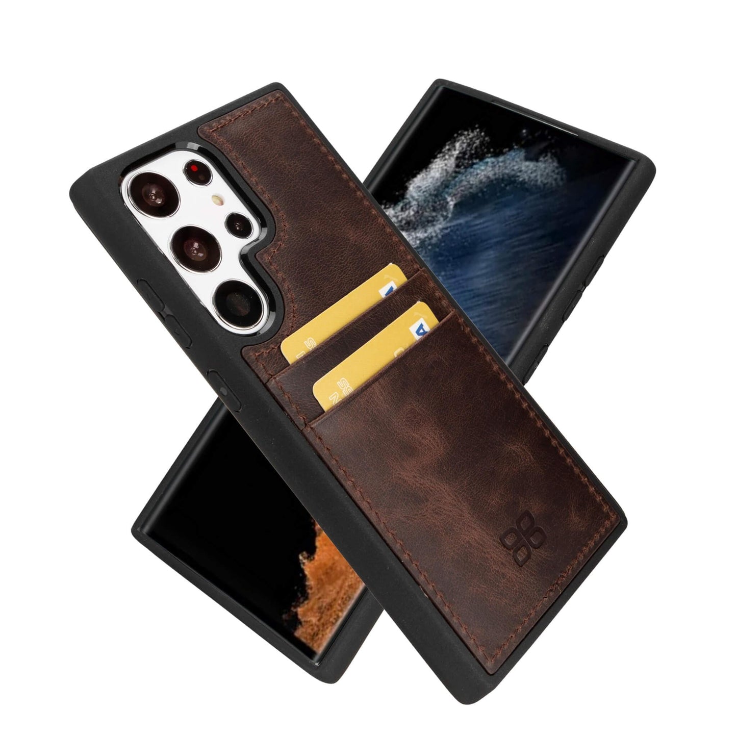 Bayelon Flex Cover Leather Case for Samsung Galaxy S24 Ultra with Card Holder Saddle Brown