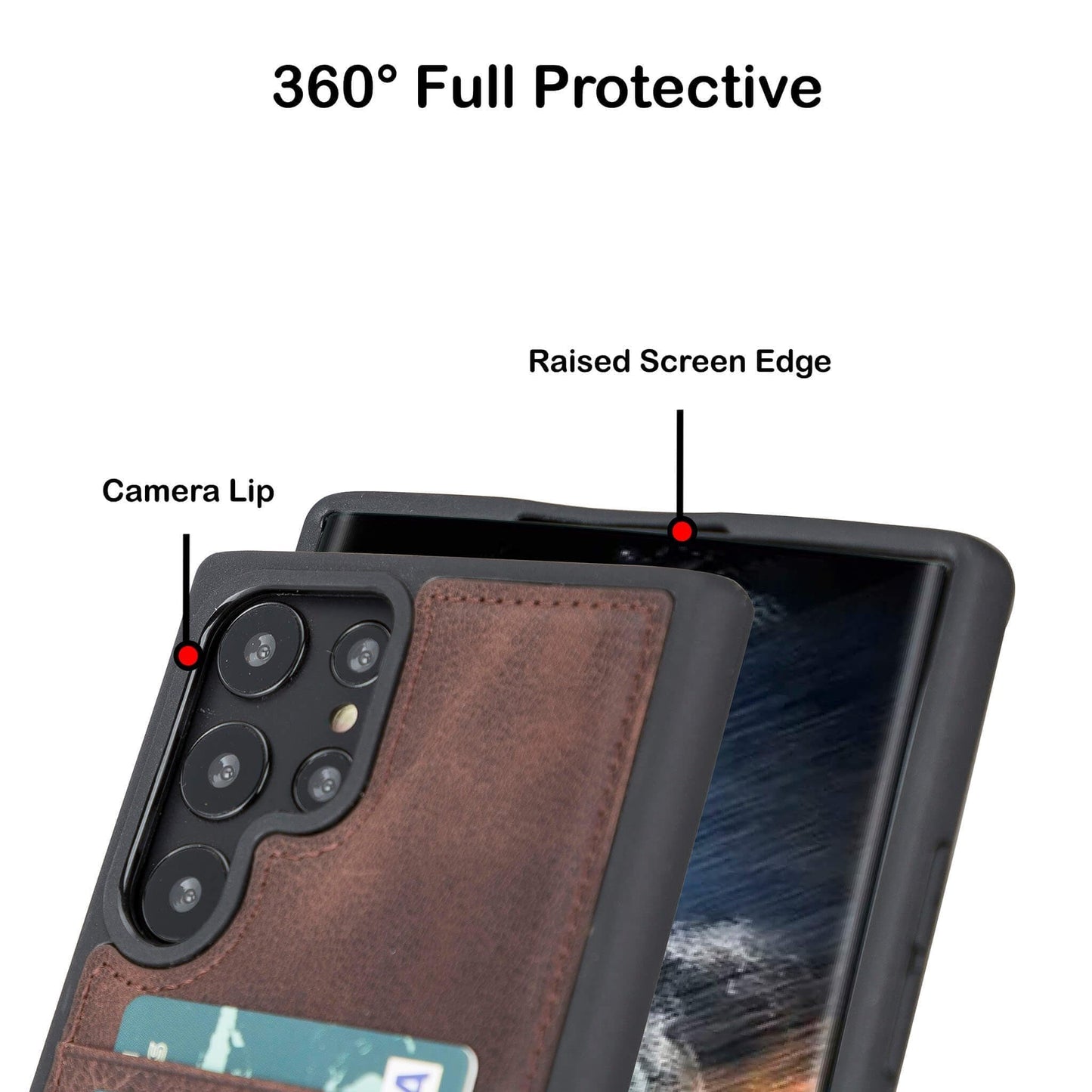 Bayelon Flex Cover Leather Case for Samsung Galaxy S24 Ultra with Card Holder