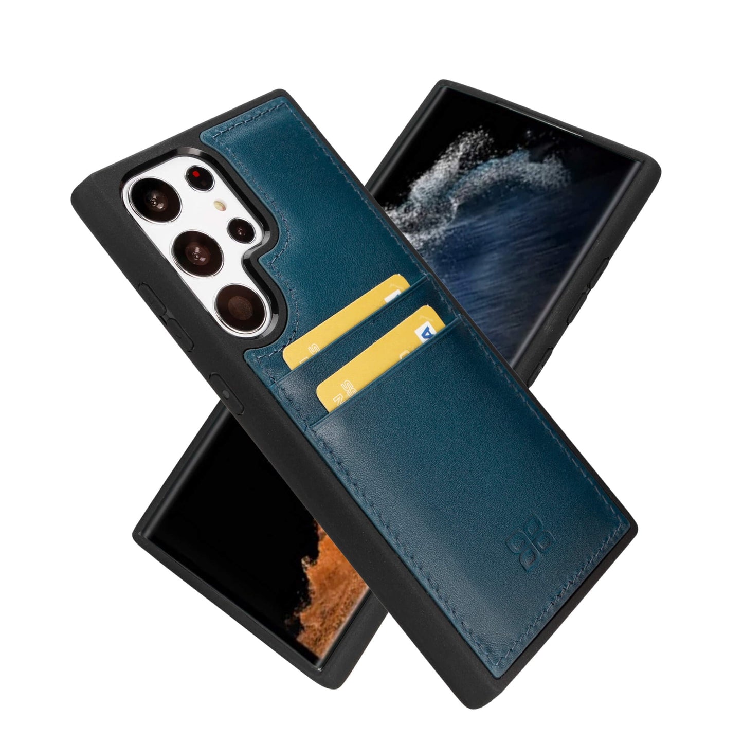 Bayelon Flex Cover Leather Case for Samsung Galaxy S24 Ultra with Card Holder Blue
