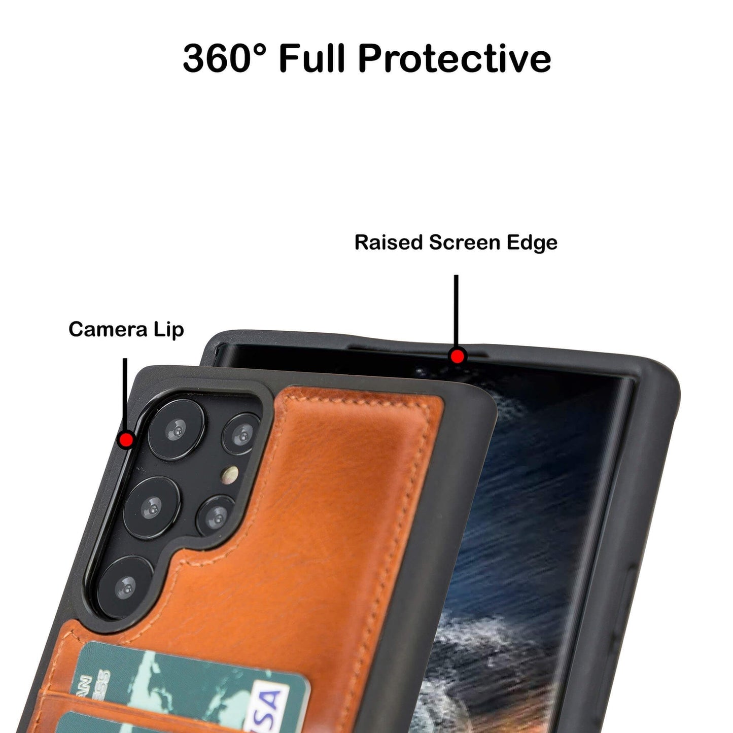 Bayelon Flex Cover Leather Case for Samsung Galaxy S24 Ultra with Card Holder