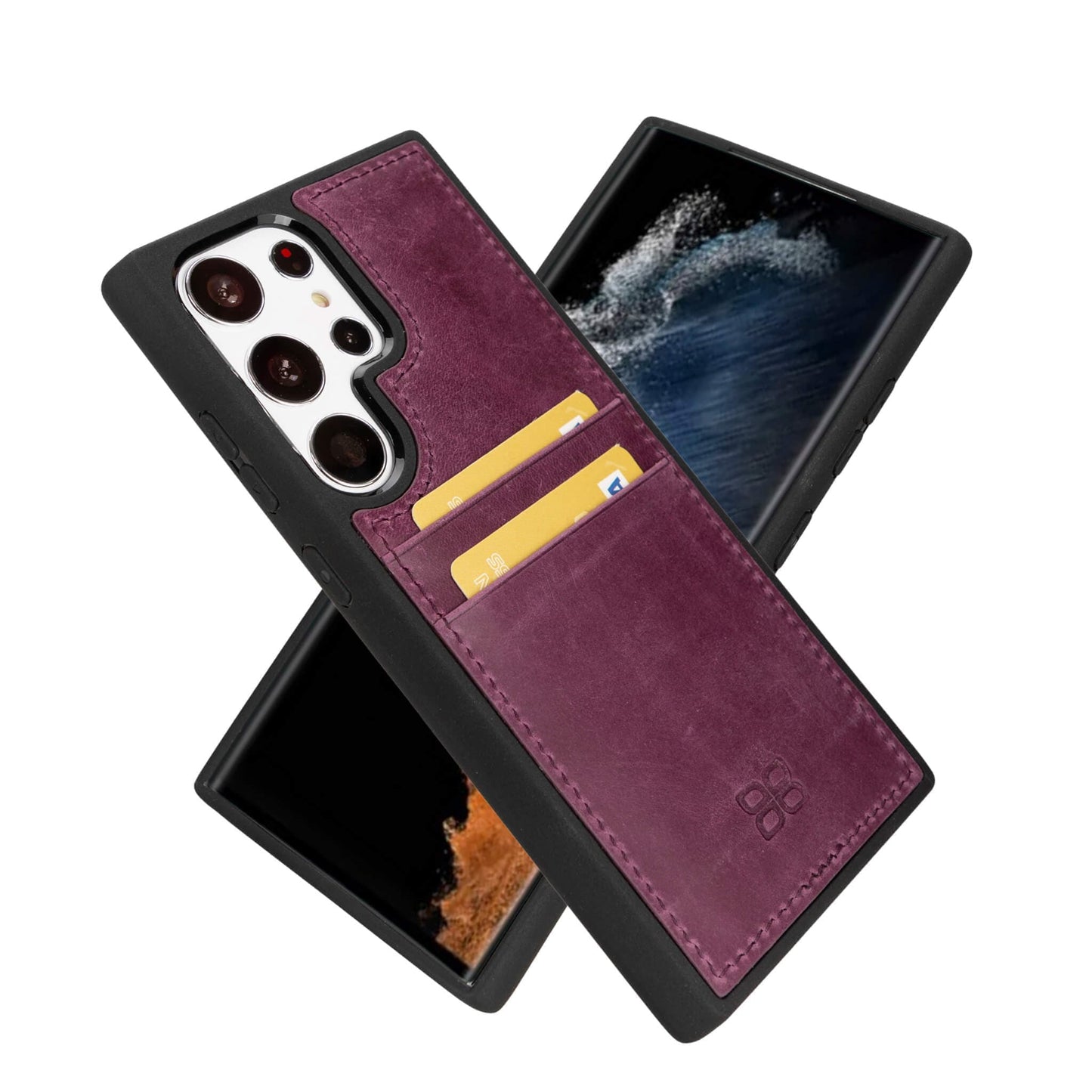 Bayelon Flex Cover Leather Case for Samsung Galaxy S24 Ultra with Card Holder Purple