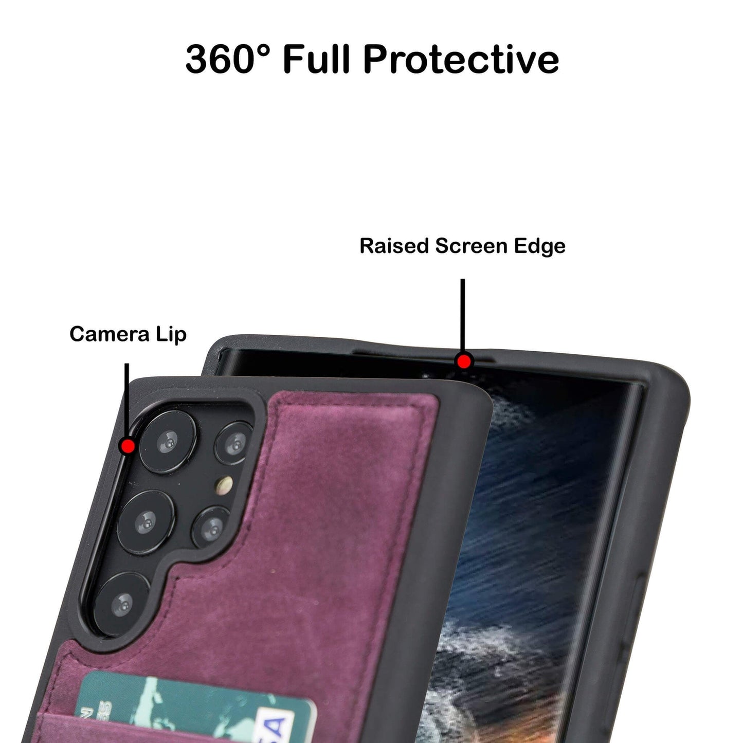 Bayelon Flex Cover Leather Case for Samsung Galaxy S24 Ultra with Card Holder
