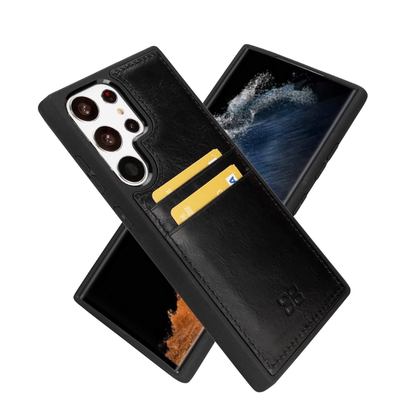 Bayelon Flex Cover Leather Case for Samsung Galaxy S24 Ultra with Card Holder Black
