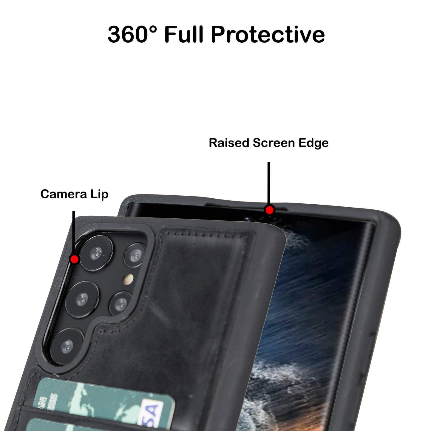 Bayelon Flex Cover Leather Case for Samsung Galaxy S24 Ultra with Card Holder