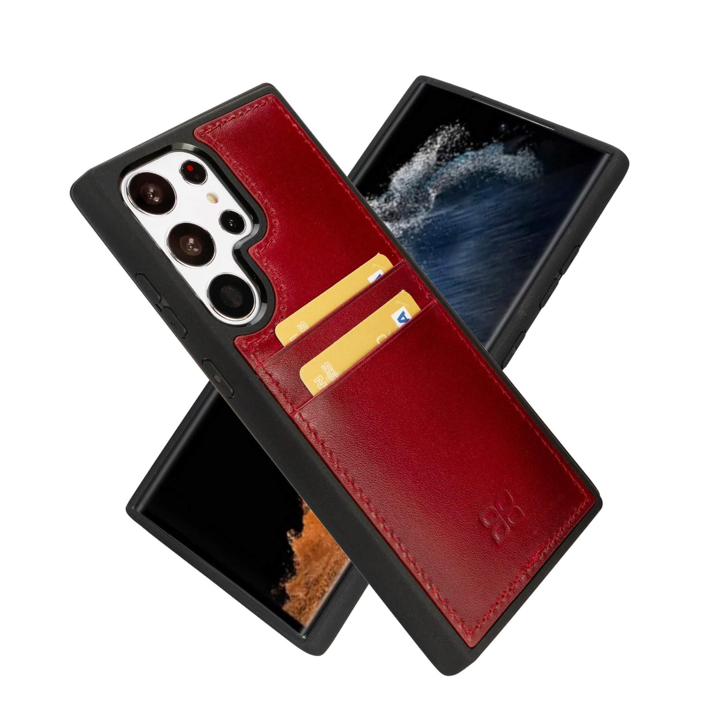 Bayelon Flex Cover Leather Case for Samsung Galaxy S24 Ultra with Card Holder Red