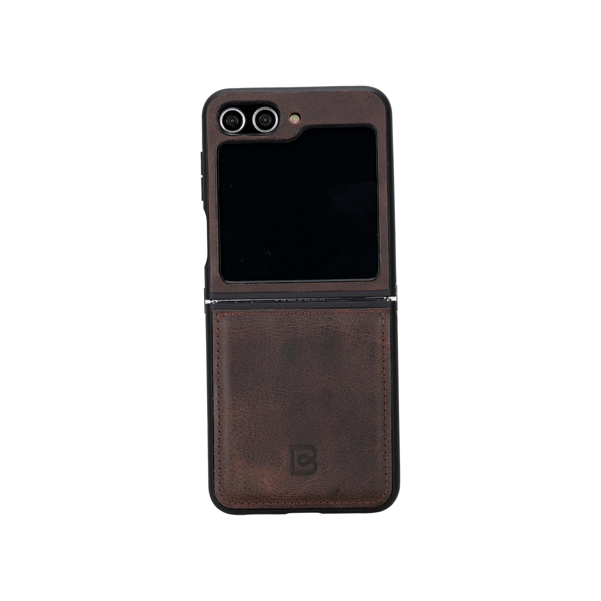 Bayelon Flex Cover Leather Case for Samsung Galaxy Z Flip 5 Saddle Brown
