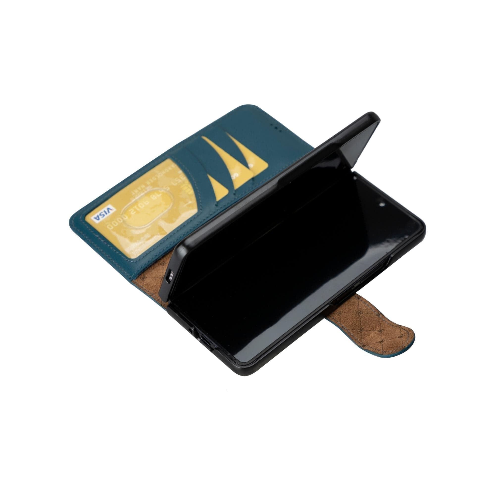 Bayelon Samsung Galaxy Z Fold 5 Leather Folio Wallet Case Blue