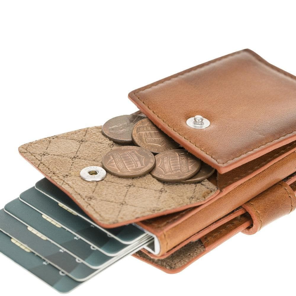 Bayelon Terry Leather Mechanical Card Holder with Coin Slot