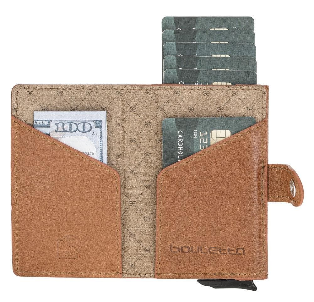 Bayelon Terry Leather Mechanical Card Holder with Coin Slot