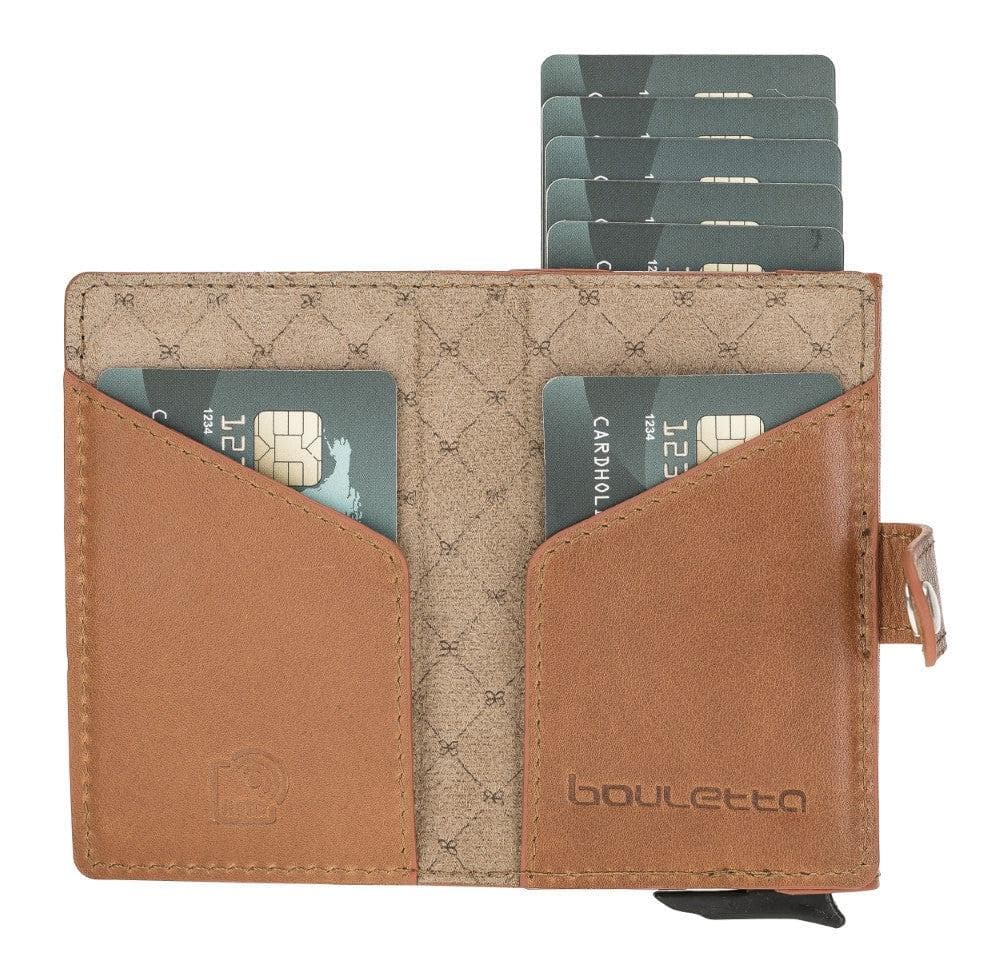 Bayelon Terry Leather Mechanical Card Holder with Coin Slot