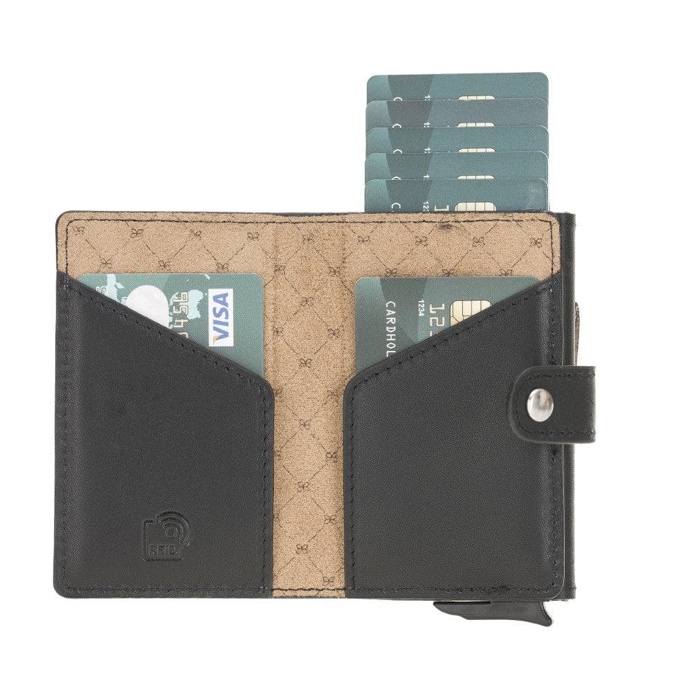 Bayelon Terry Leather Mechanical Card Holder with Coin Slot