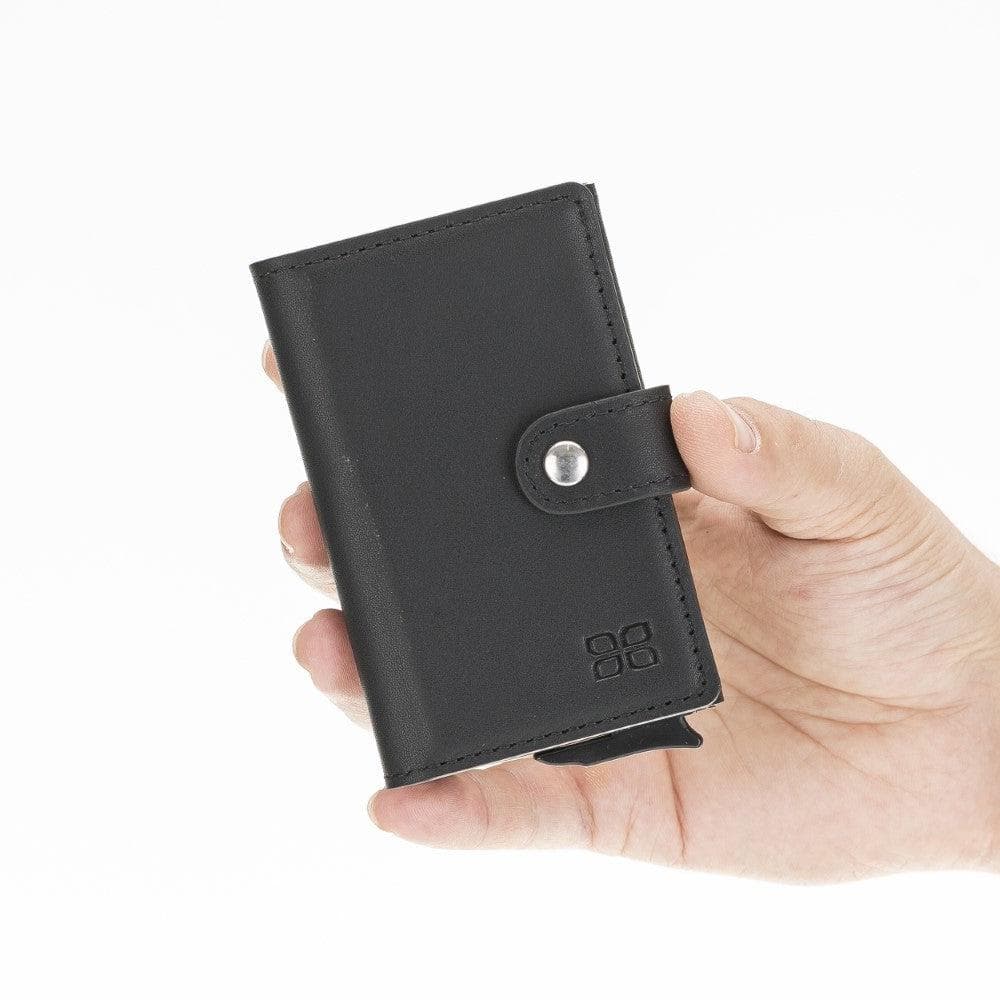 Bayelon Terry Leather Mechanical Card Holder with Coin Slot