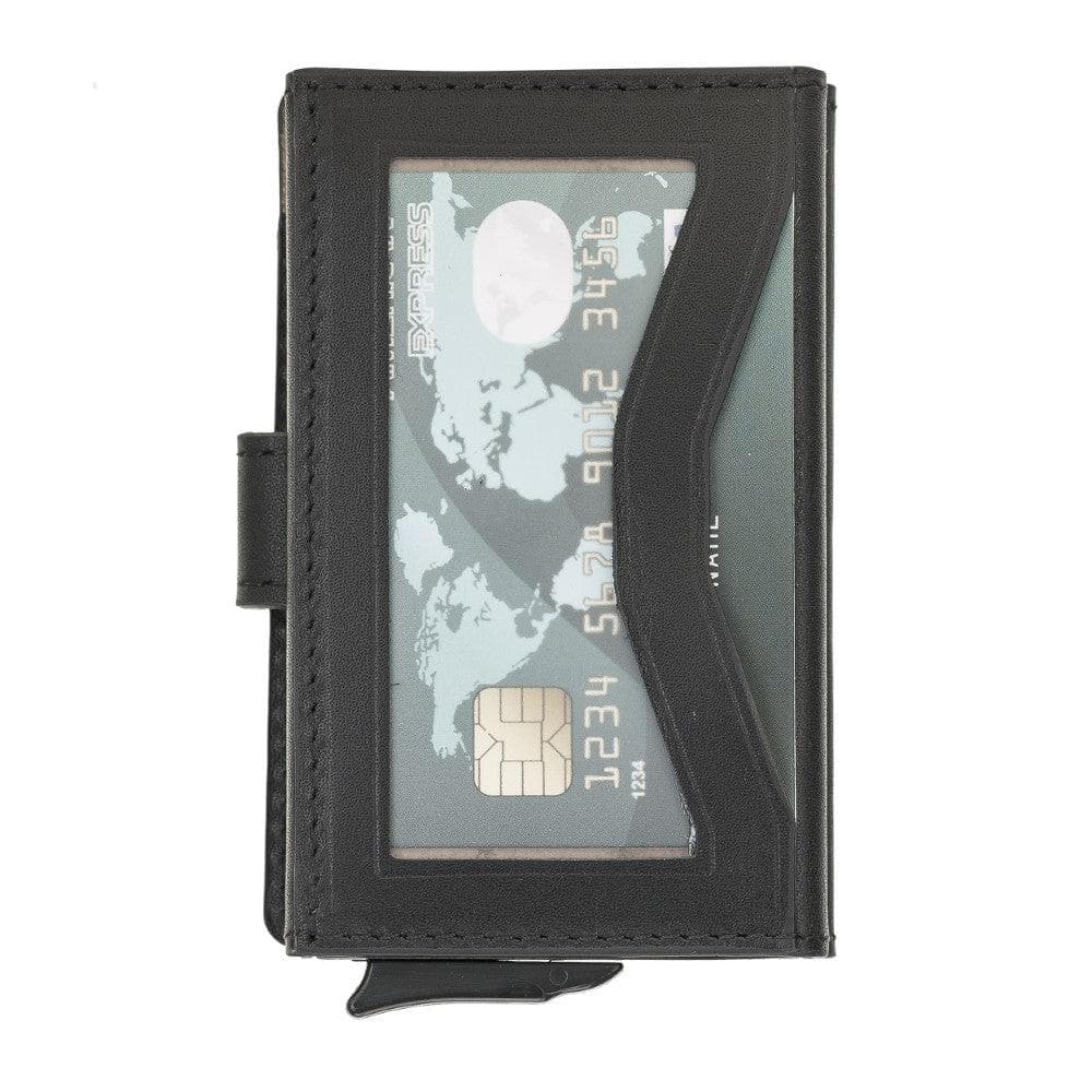 Bayelon Terry Leather Mechanical Card Holder with Coin Slot Sandy Black